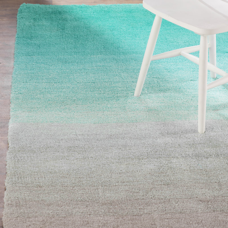 Thomason Handmade Ombre Turquoise Shag Area Rug, Rectangle 3' x 5'