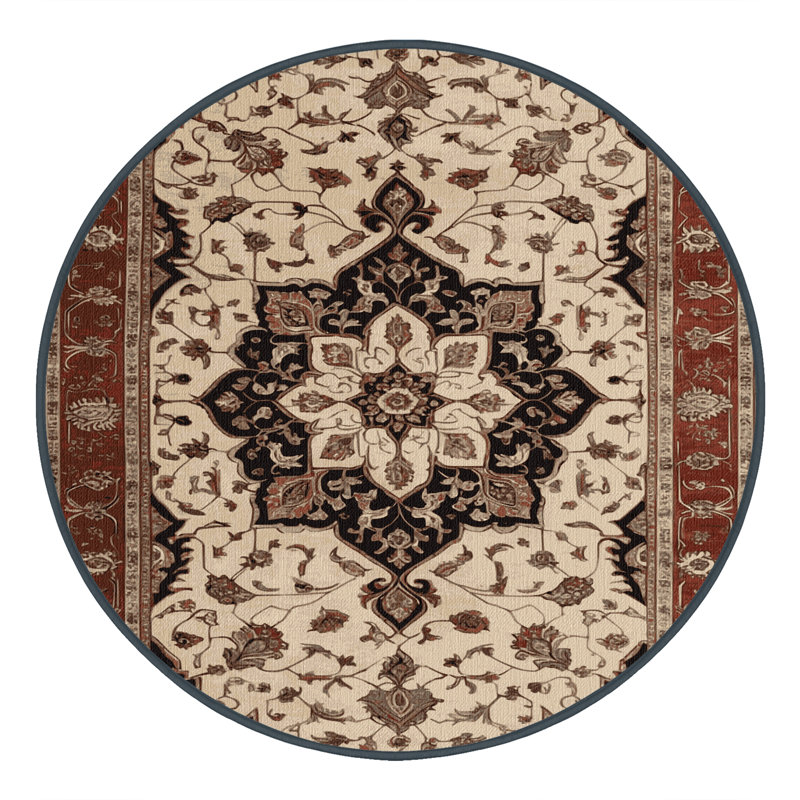 Tapis brun lavable à la machine, Rond 4 pi