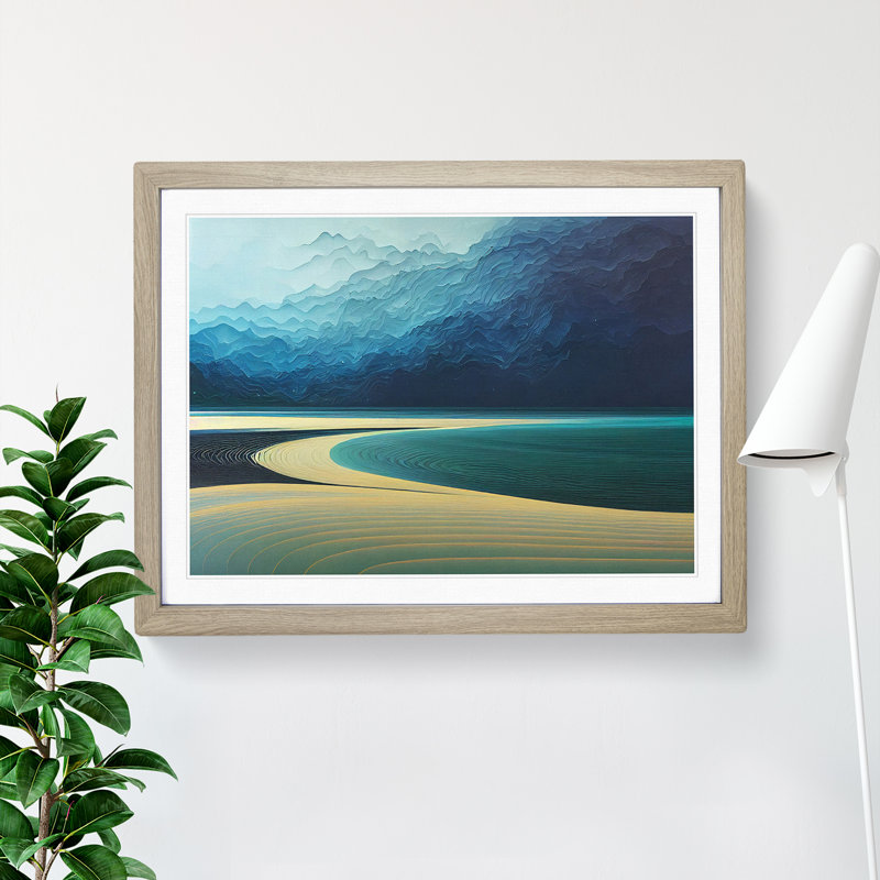 XH1022-6062X Modern Beach - Single Picture Frame Print, 25cm H x 34cm W, Oak