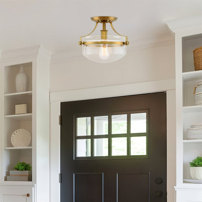 Plafonnier semi-encastré + abat-jour en verre rustique House of Hampton® Herbiorn 12 Rustic Farmhouse