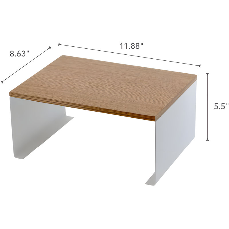 Modern Stackable Kitchen Organizer With Wooden Top - Sturdy Steel Frame Counter Shelf For Stylish Home Storage