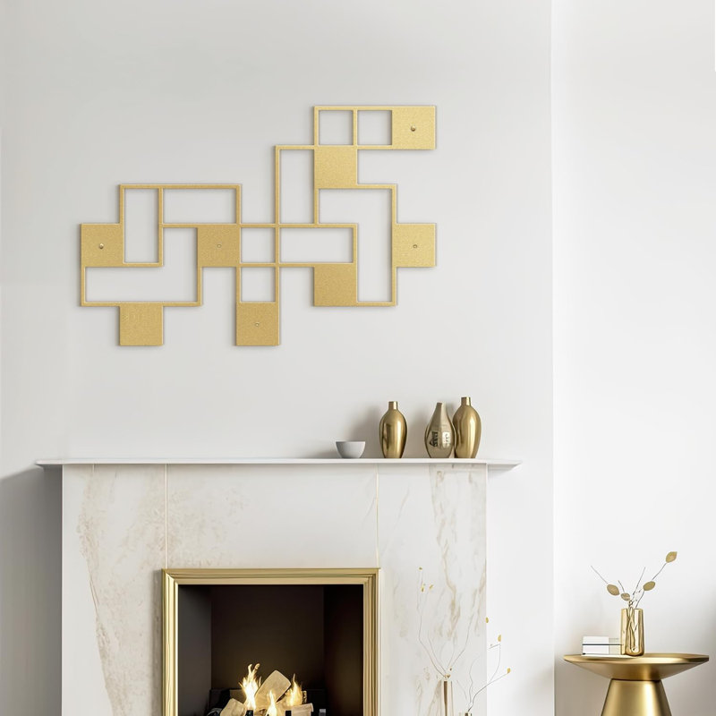 Wall Decor Metal, 15" H x 30" W x 0.05" D, Gold