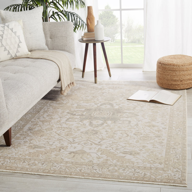 Tapis crème tissé à la machine Clint, Rectangle 9 pi 6 po x 12 pi 6 po