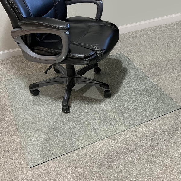 Abstract Color Square Tempered Glass Office Chair Mat