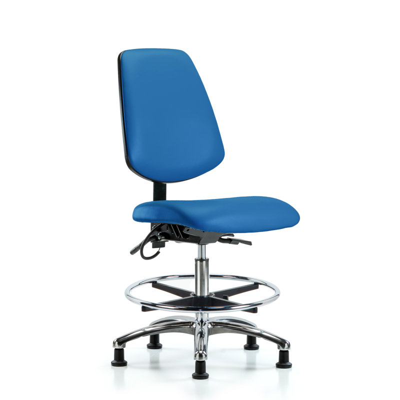 Tristan Drafting Chair, Blue, Glides, Included