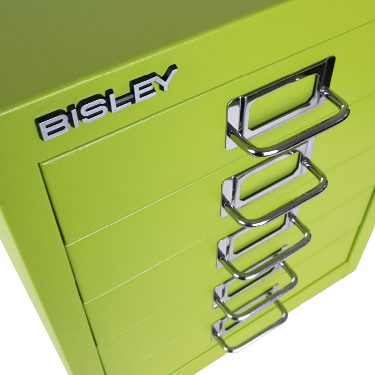 Bisley 5 Drawer Metal File Drawer Cabinet Silver Gray 16” X 11” X 13” Very  Nice