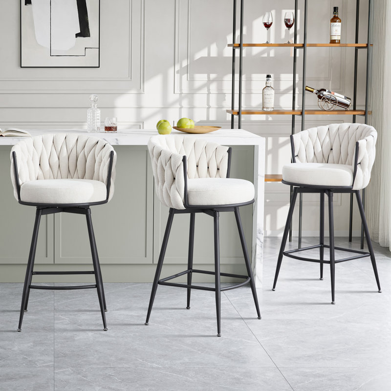 Tabouret de bar et de comptoir rembourré et pivotant, Beige