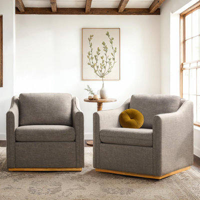 2-Pack Modern Farmhouse Upholstered Swivel Armchairs