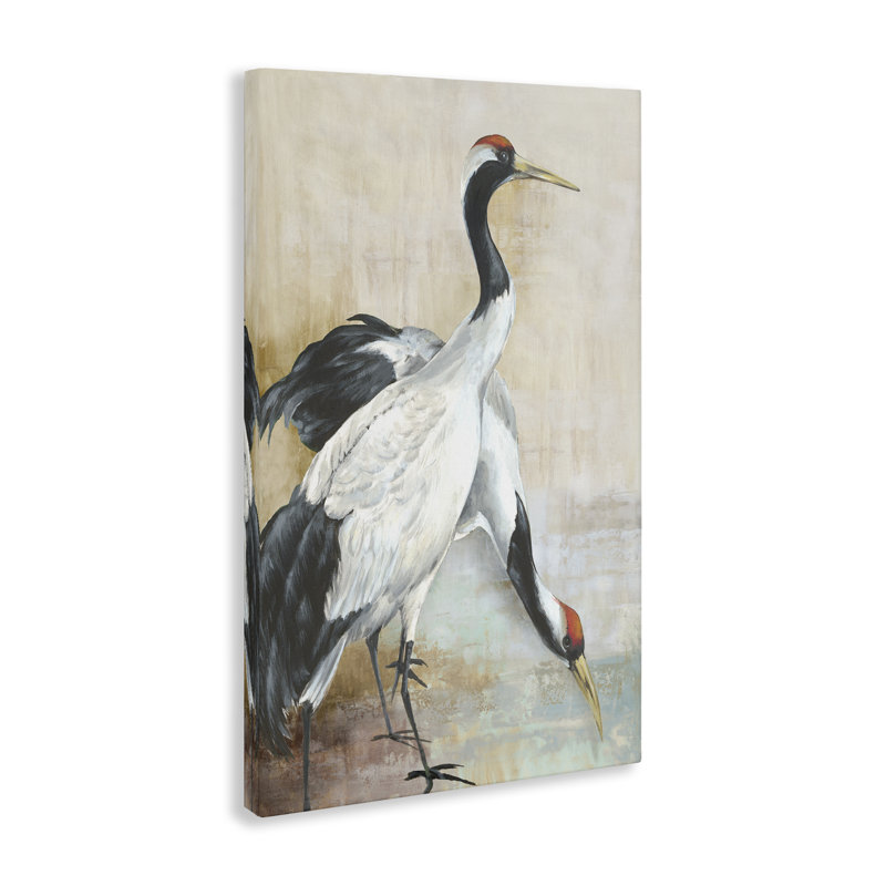 «Crane Duo at Riverside», art mural sur toile par Eli Jones, H 45 po x l 30 po