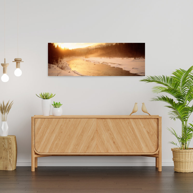 Frozen River, BC, British Columbia, Canada, art abstrait contemporain, forêt, art mural, H 12 po x l 36 po