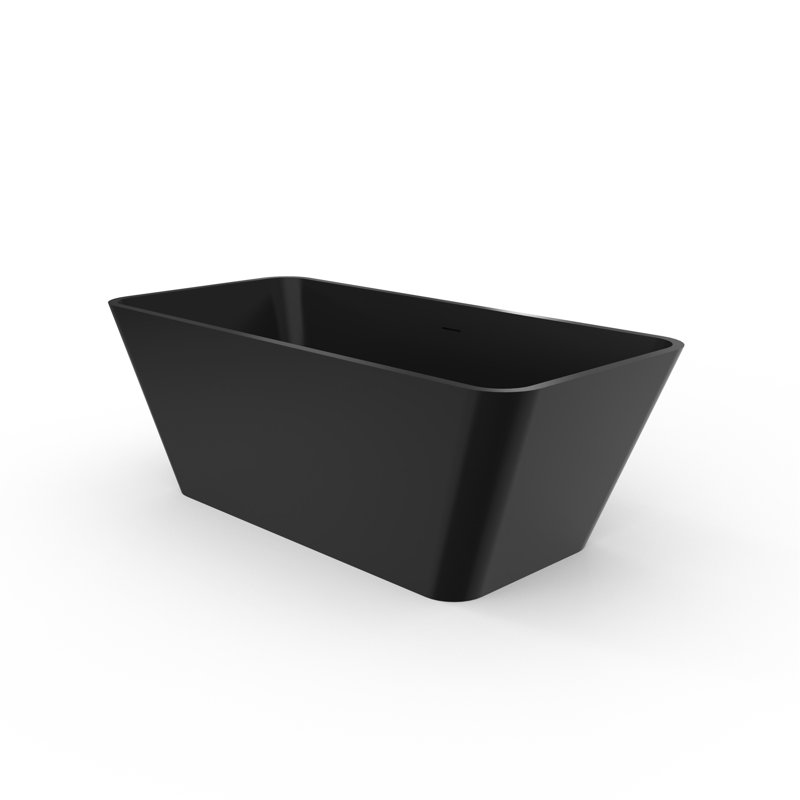 67*31.5*23.04 Inch Black Freestanding Solid Surface Bathtub, Matte Finish, Ergonomic And Stylish For Bathroom Design 67 Soaking Bathtub With Surface, Matte, Ideal Family Hotel Renovation