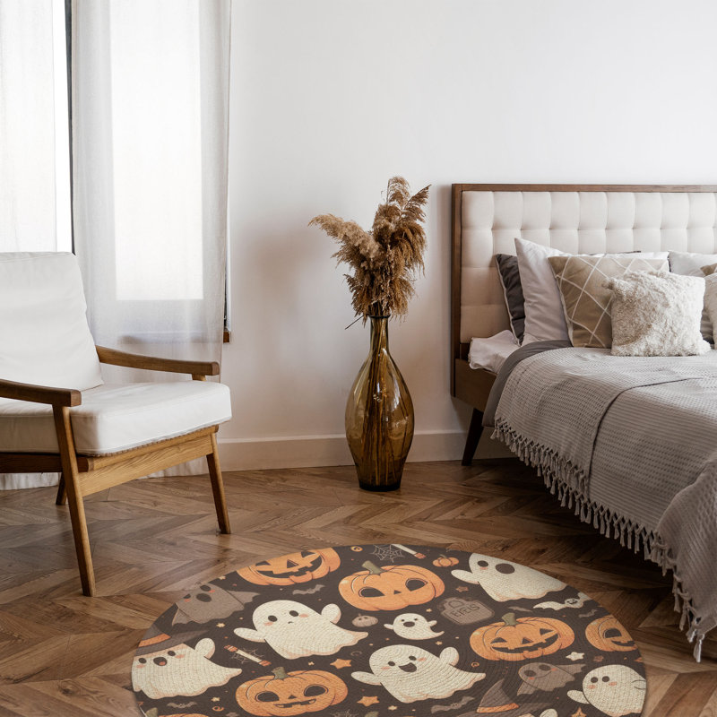 Tapis tressé Spooky Harvest, Rond 5 pi