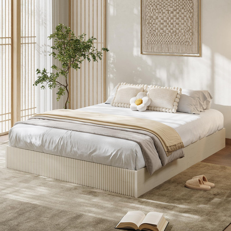 Structure de lit plateforme California, California King, Cream