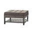 Table basse carrée avec repose-pieds et rangement avec compartiment caché et tablette inférieure, banc repose-pieds