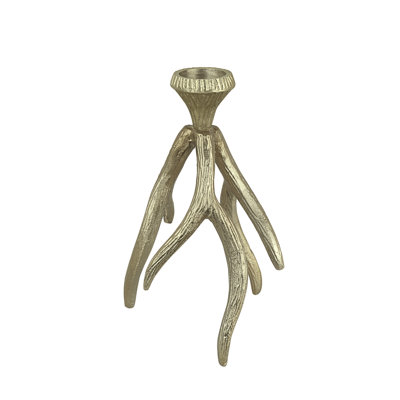 Porte-bougie massif en forme de branche en aluminium antique Aspen Creative 16402-11, support de table décoratif pour la salle à manger, décoration intérieure, L 6 1/4 po x l 6 1/4 po x H 10 5/8 po