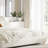 Cocoon Modern Upholstered Bed Frame Linen Fabric Platform Bed with Solid Wood Legs, White, No Box Spring Needed-1407749727