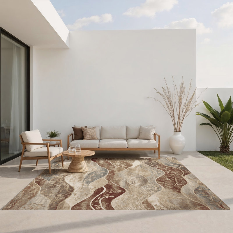 Tapis intérieur et extérieur Flowing Grace, Rectangle 1 pi 6 po x 2 pi 6 po