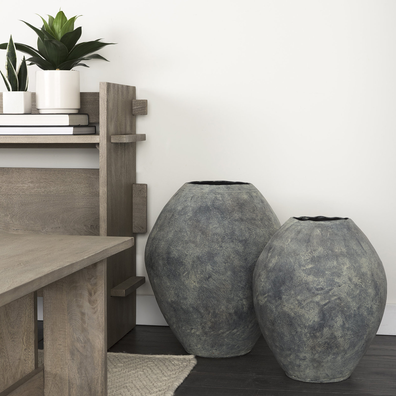 Aisling Handmade Ceramic / Porcelain Floor Vase, 23.4" H x 19.7" W x 19.7" D, Gray