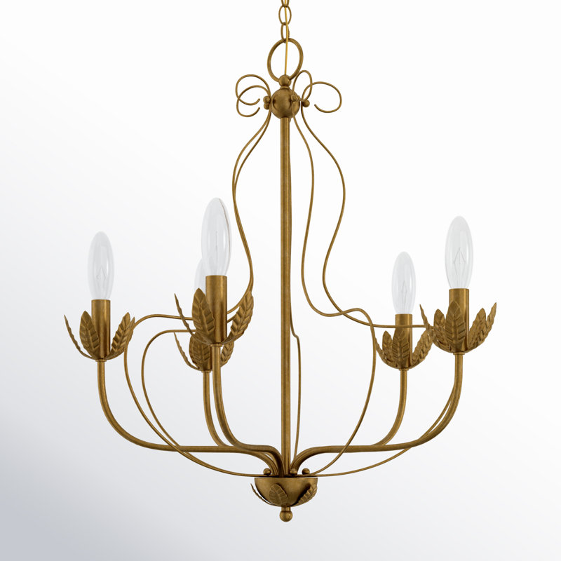 Mallory 5 - Light Dimmable Chandelier, Antique Gold