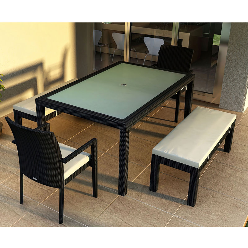 Ensemble repas 5 pièces avec coussins Subrern, Toile Sunbrella® naturel