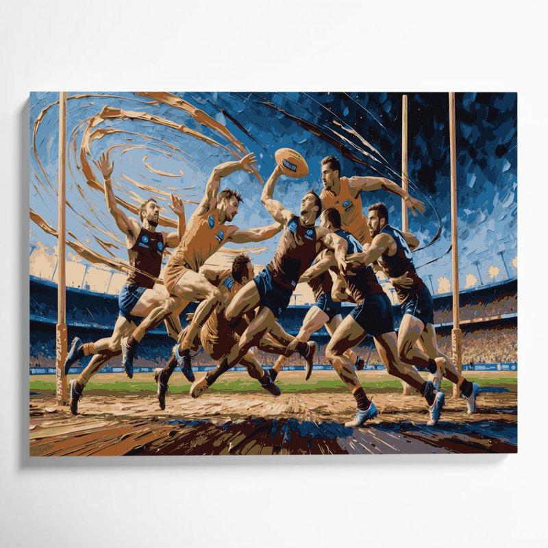 Art sportif sur toile brun, H 12 po x l 18 po