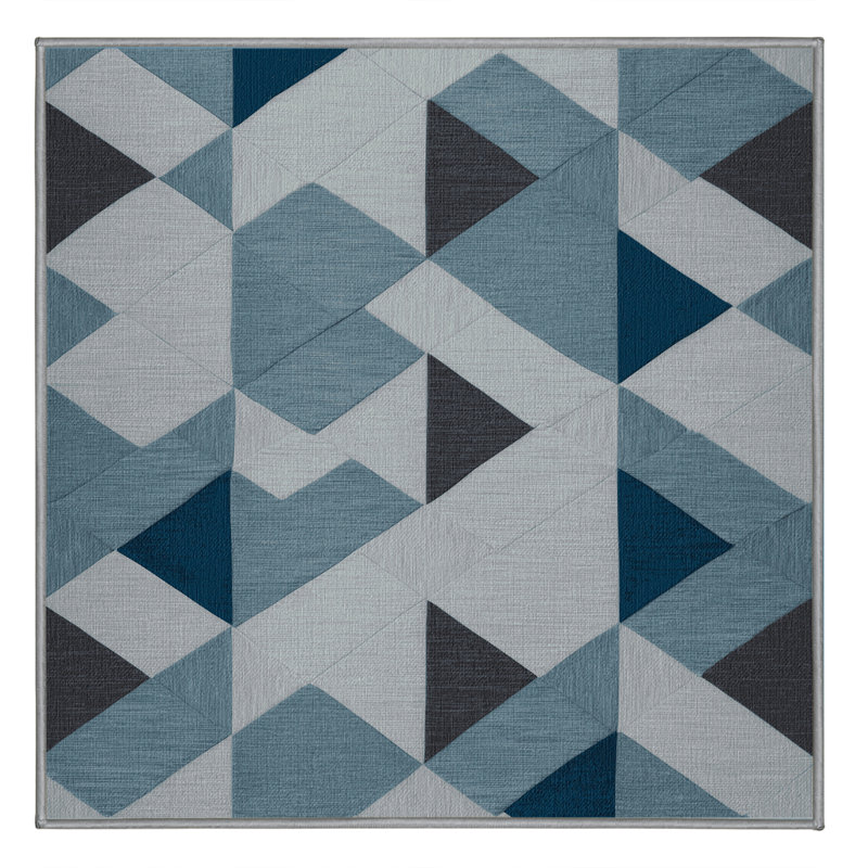 Tapis gris à carreaux lavable à la machine, Carré 3 pi