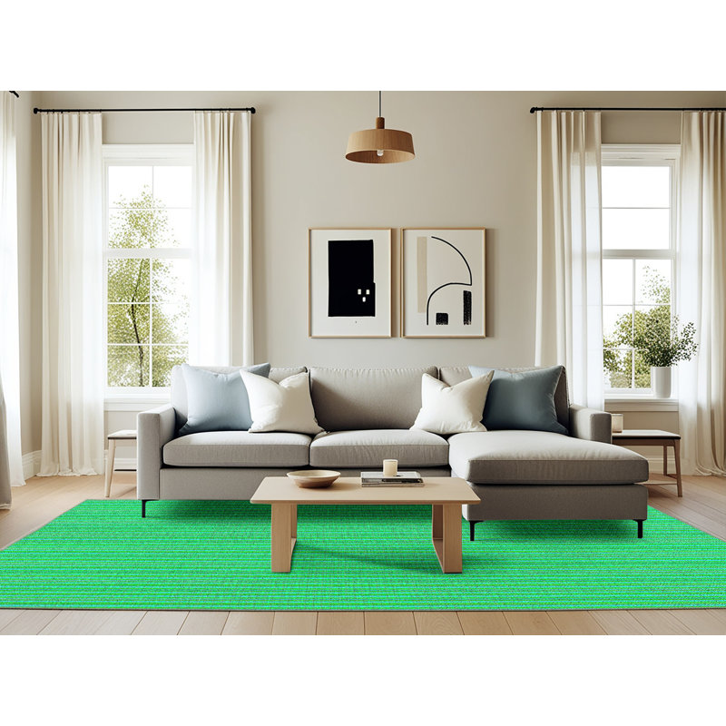 Tapis de zone verte à motifs aqua Mariia, Rectangle 6 pi x 9 pi