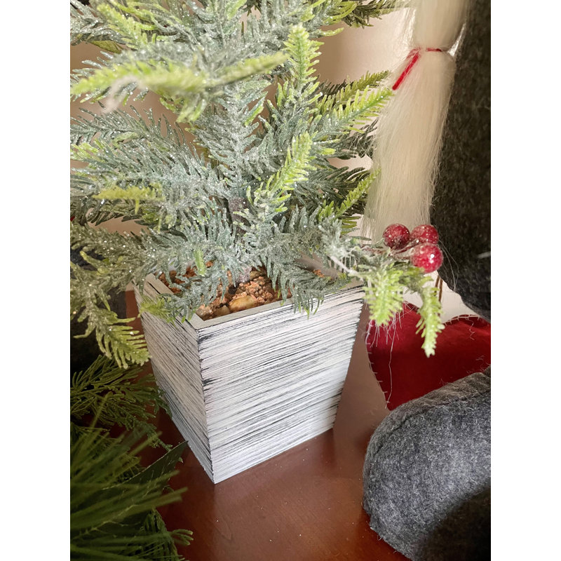 Arbre de table en pin givré artificiel