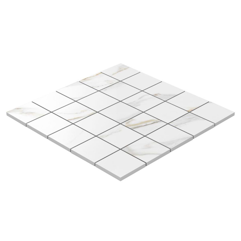 Minera 12x12 Matte Marble Look Mosaic Tile, Aurora Gold