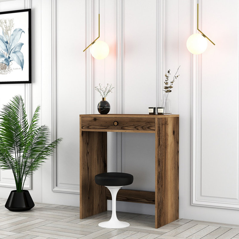 Table de maquillage moderne, 27,6 po x 15,7 po x 33,4 po | 100% panneau de particules enduit de mélamine, épaisseur: 0,7 pouce | Conception élégante pour une routine de beauté, élégante et fonctionnelle pour tout espace