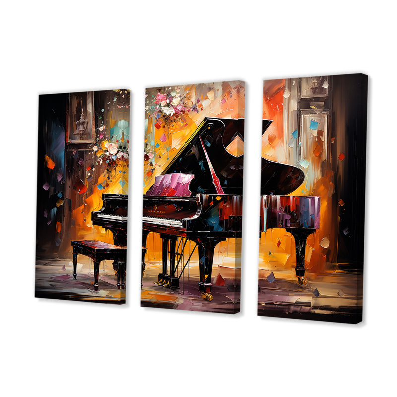 «Multicolor Piano Harmony In Hues», ensemble d'art mural sur toile piano, H 28 po x l 36 po x P 1 po