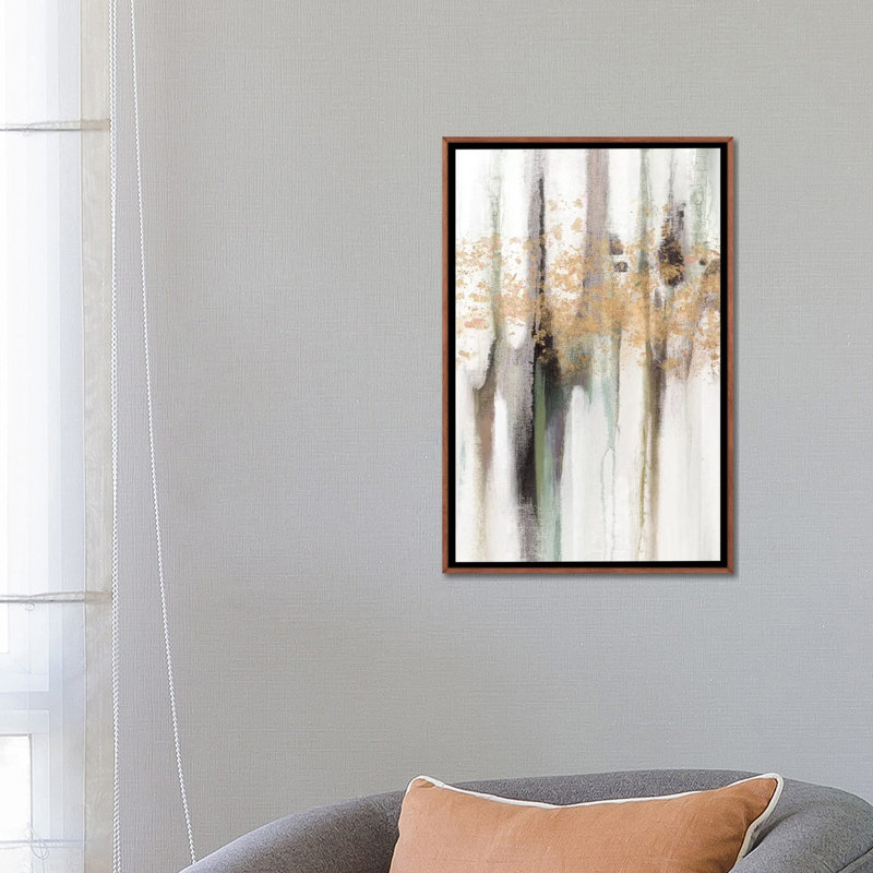 «Falling Gold Leaf I» par Studio W - reproduction sur toile tendue, H 26 po x l 18 po x P 1,5 po, Toile tendue