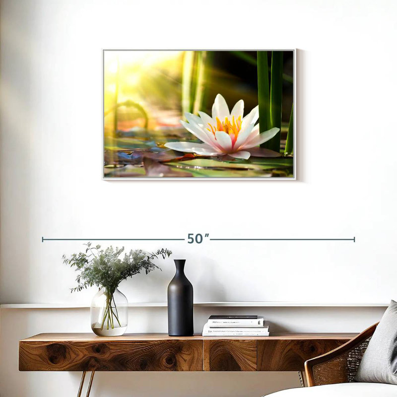 Nénuphar ensoleillé, Cadre flottant blanc, 31 po x 21 po