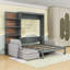 Grand lit escamotable en bois avec canapé et tablettes-1042272595