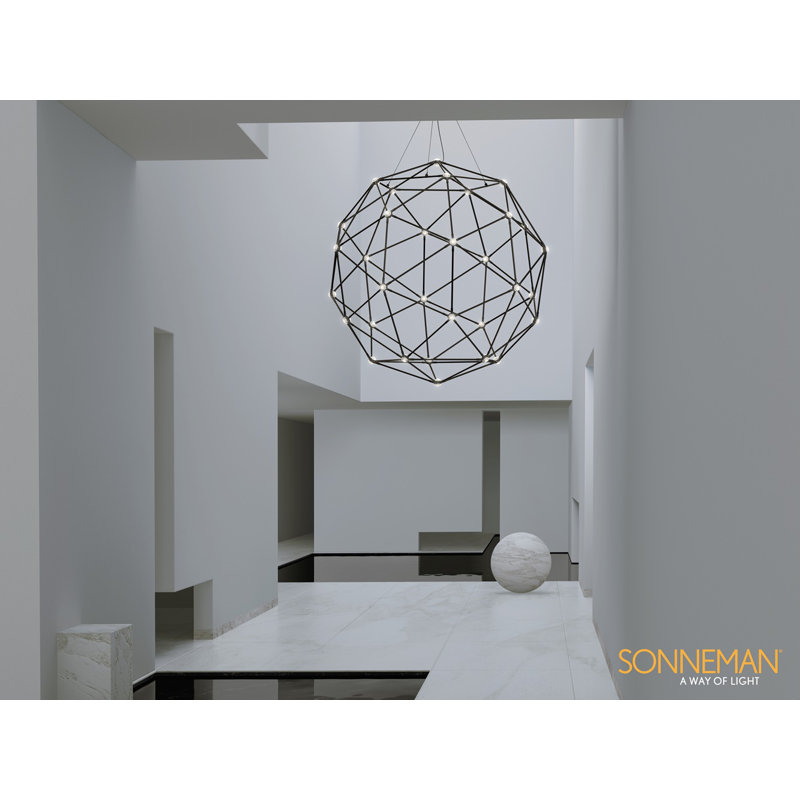 Constellation 40-Light Satin Nickel LED Geometric Chandelier