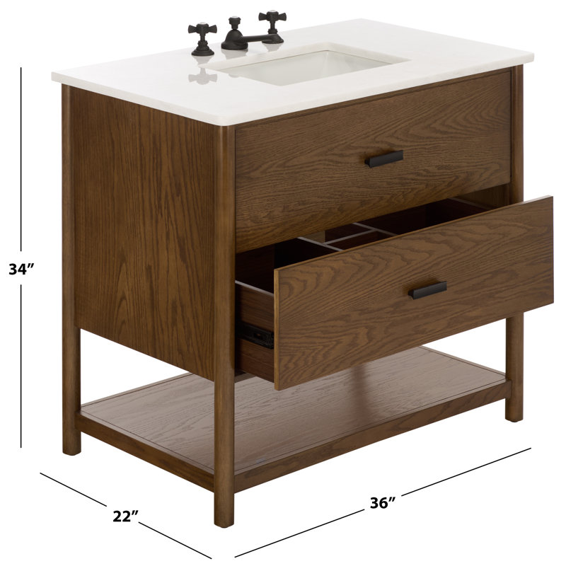 Meuble-lavabo simple 36 po Jaylessa, Chêne moyen