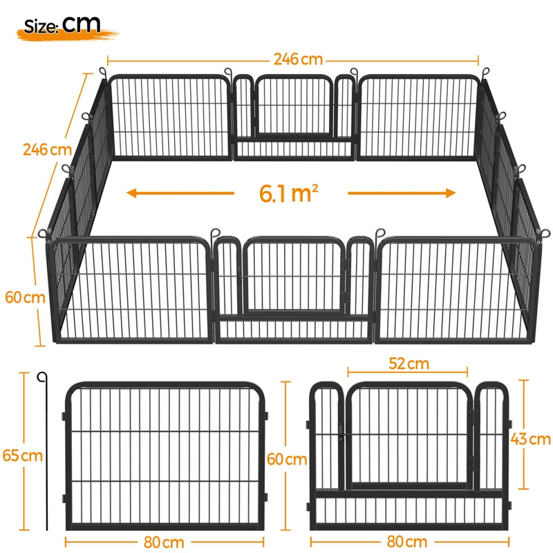 Pet Pen with 2 Doors & Automatic Locks, 80cm x 60cm