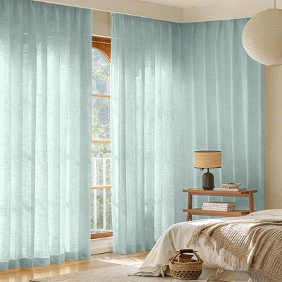 150 x 270 cm / 59,06 x 106,3 pouces 2 pièces Les décorations de fenêtre en lin de style exquis qui habillent la fenêtre