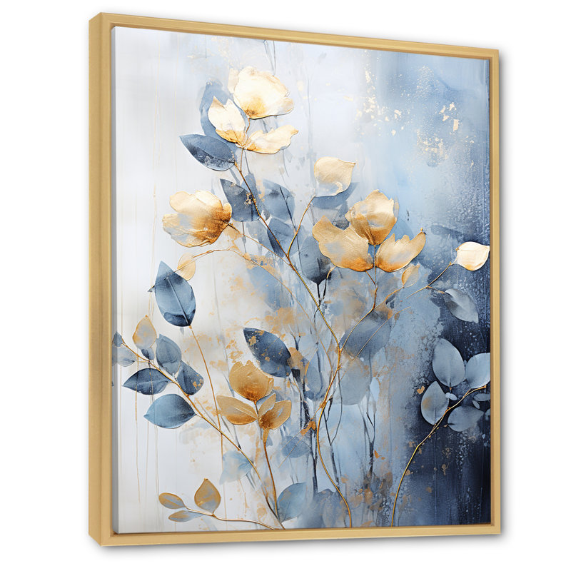 «Beige and Gold Minimalisme Botanical Serenity II», reproduction sur toile encadrée, Cadre naturel flottant