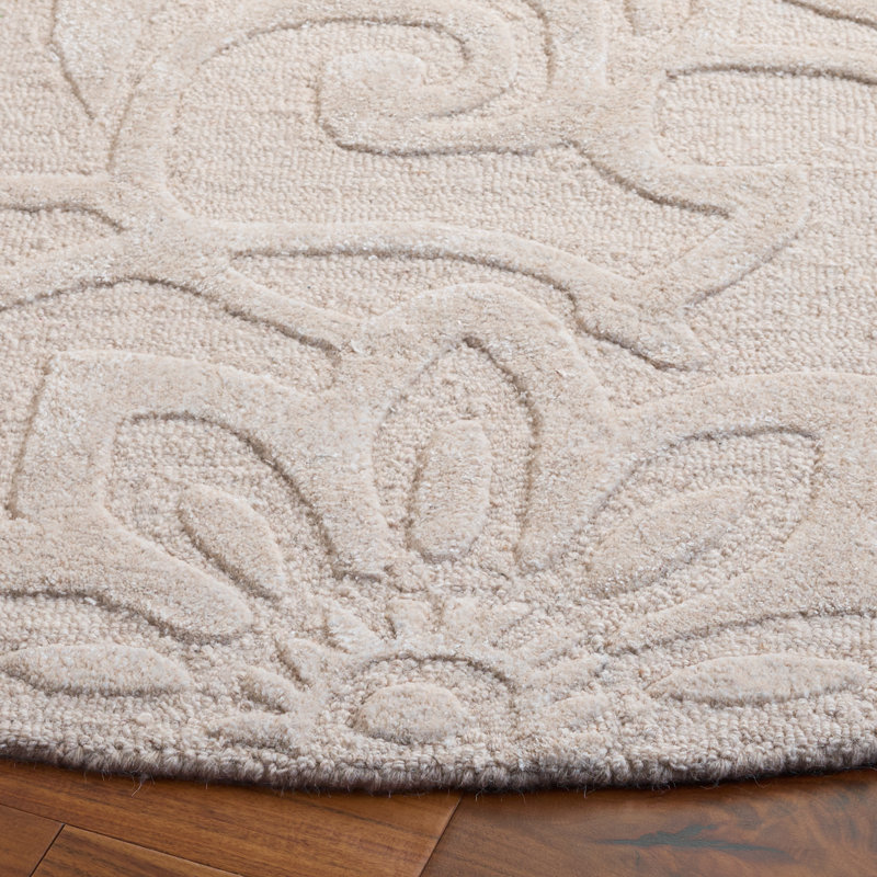 Glamour Hand Tufted Wool; Viscose; Cotton Floral Indoor Rug, Round 6'