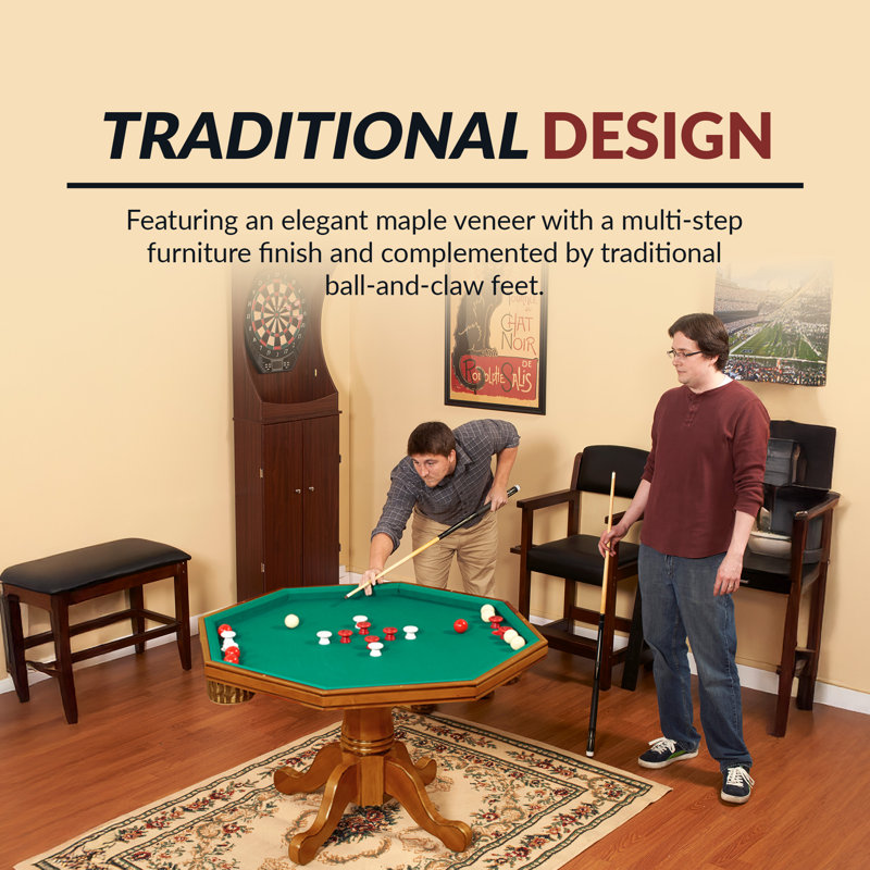 Table de poker 3 en 1 Hathaway Kingston, table de salle à manger et de billard pour salle de jeux - bois franc durable, pieds robustes, surface de jeu lisse - comprend des boules de butoir, des queues, de la craie et du chêne brossé