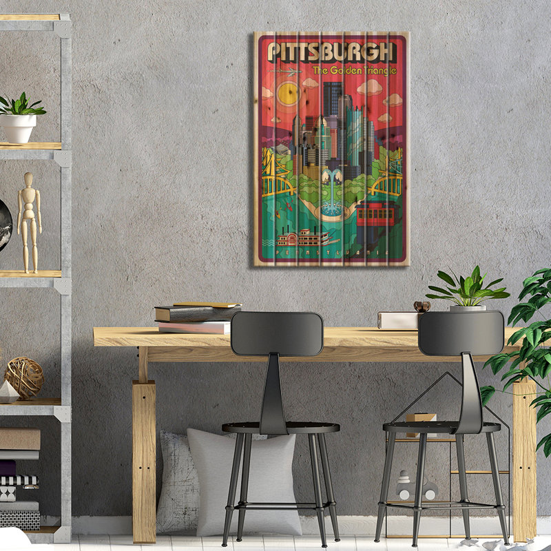 Affiche de voyage Pittsburgh Pop Art, L 18 po x H 26 po