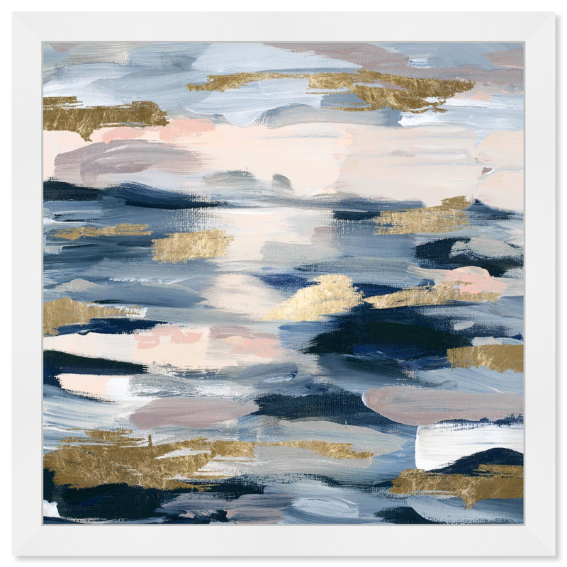 Abstrait, fumée sur l'eau - impression encadrée, Cadre blanc, H 30 po x l 30 po x P 0,5 po
