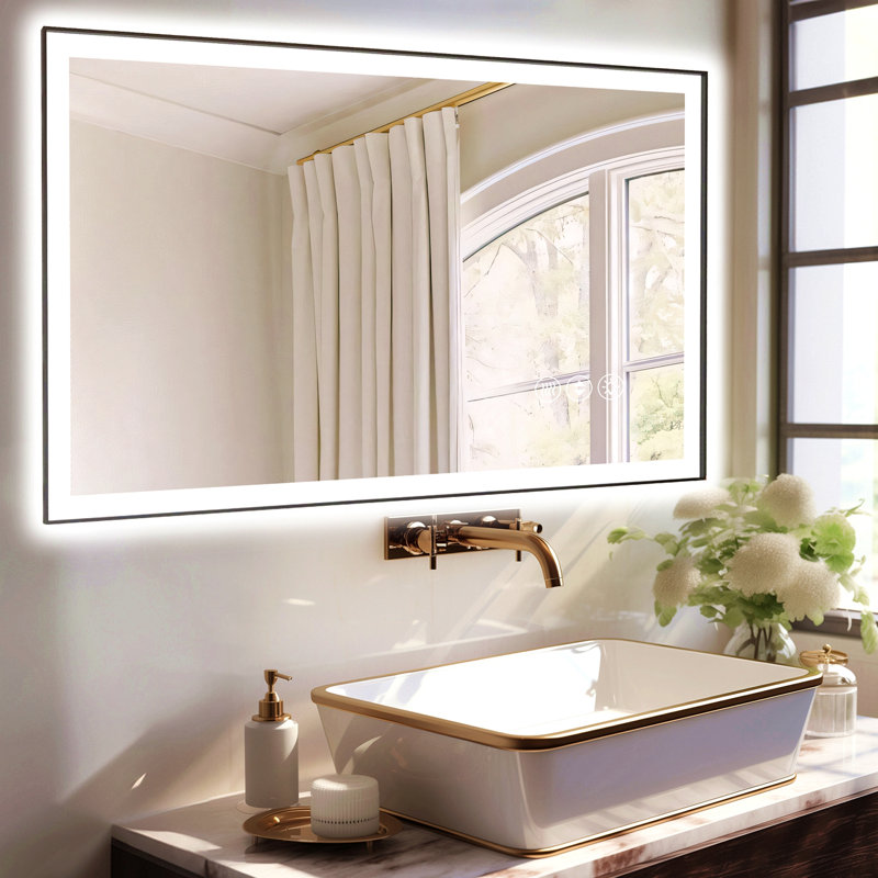 48X30 Inch Frameless LED Bathroom Mirror,Smart Mirror