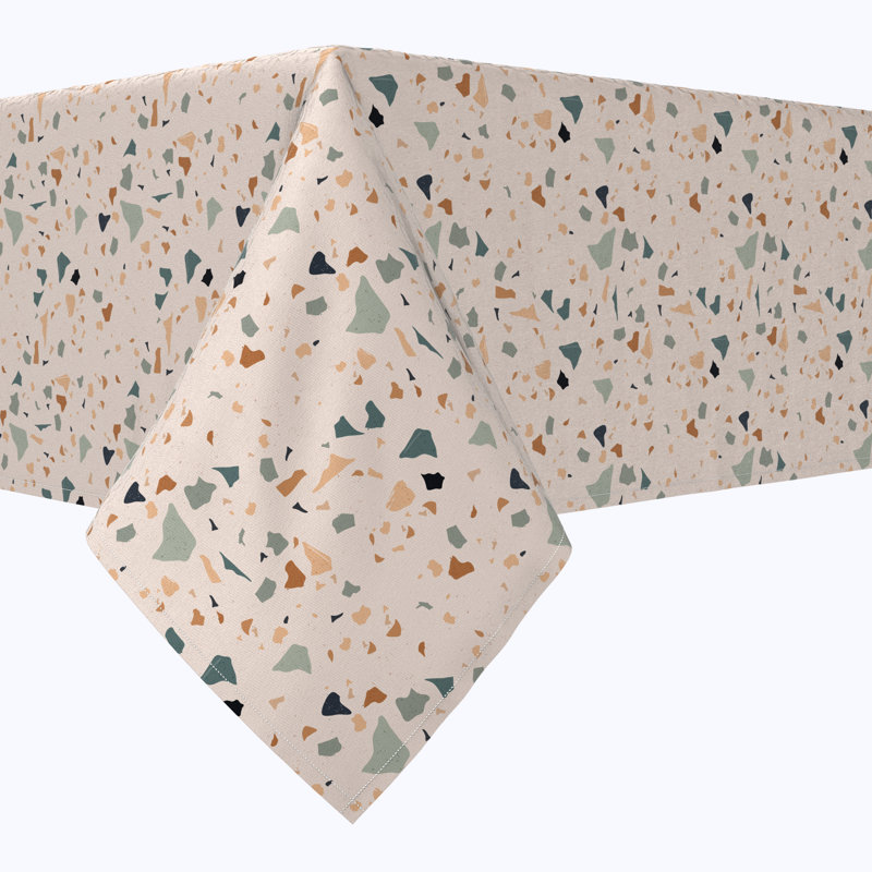 Square Tablecloth, 100% Cotton, 52X52", Pink Terrazzo, 120" L x 60" W