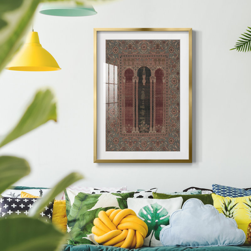 Vintage Abstract Print C -Framed Print, Gold