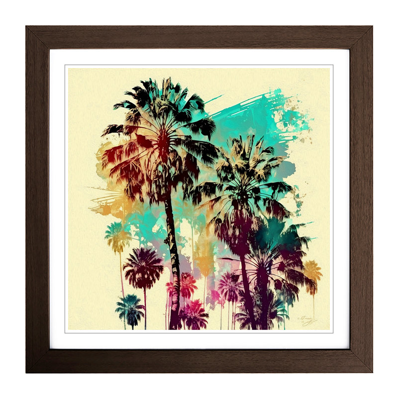 Palm Tree Boho - Framed Print, Walnut