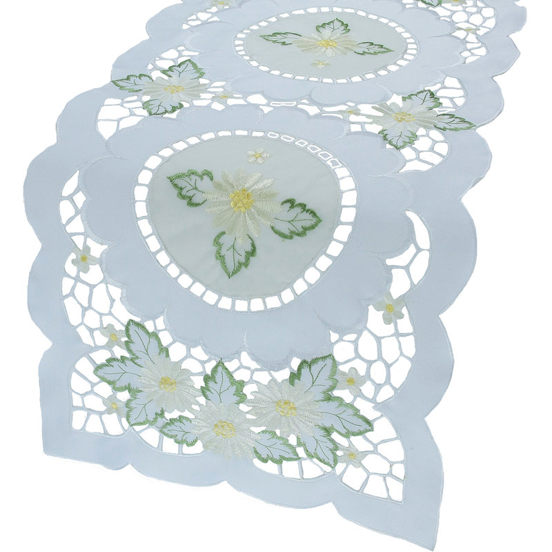 Sherell Embroidered Cutwork Table Runner, 28" L x 12" W
