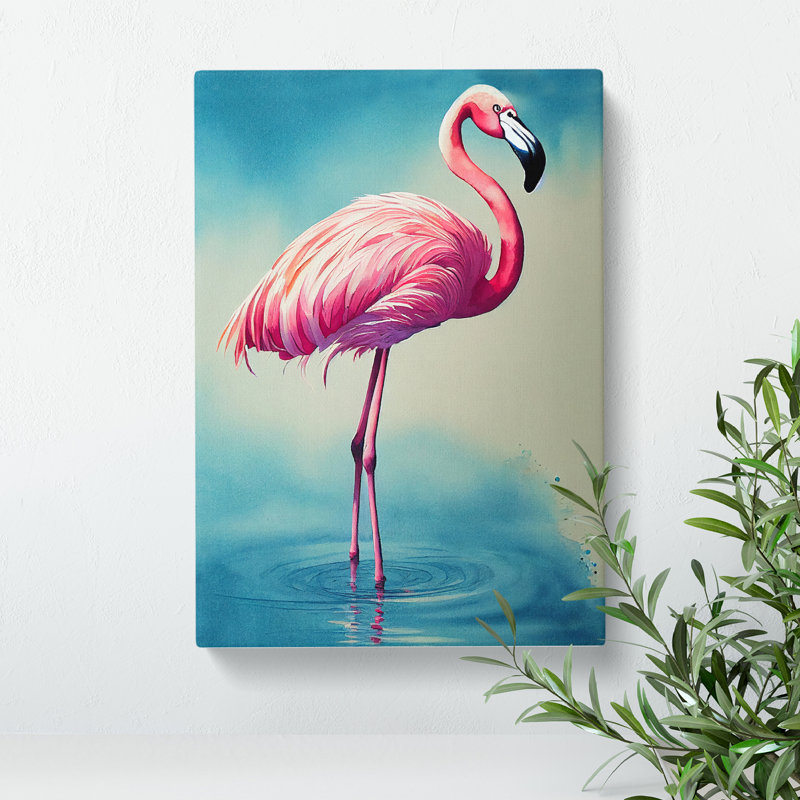 Flamingo In A Pond - Wrapped Canvas, 76cm H x 50cm W x 3cm D