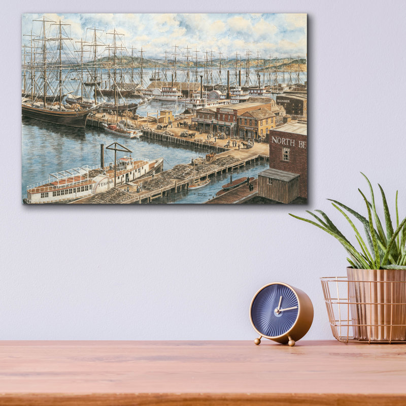 Breakwater Bay «The Valleyjo St. Wharf» par Stanton Manolakas, art mural en verre acrylique, H 12 po x l 16 po x P 0,13 po